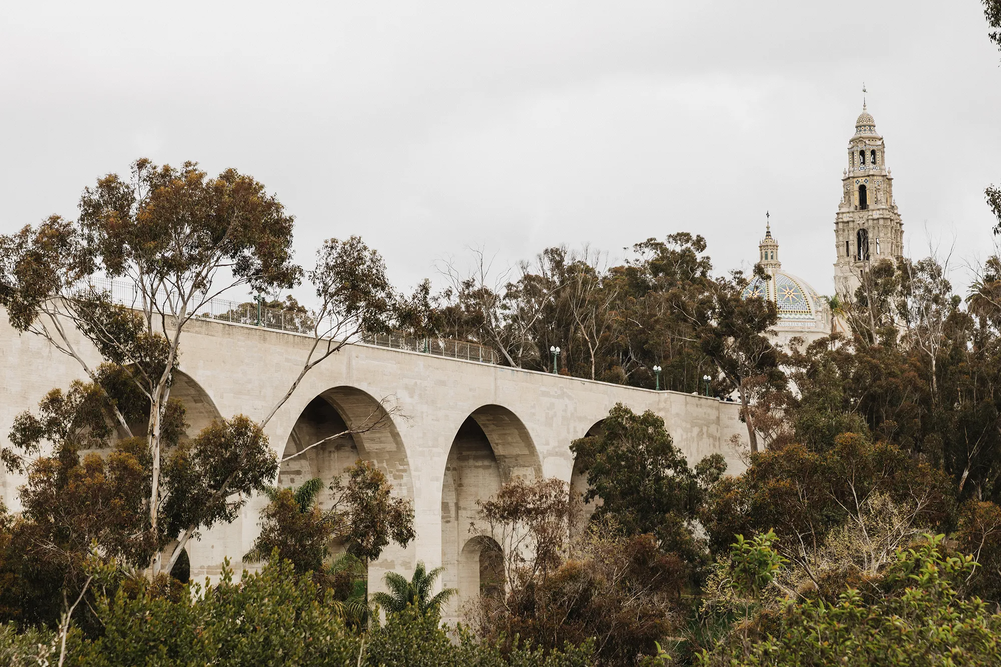 A view of the Cabrillo Bridge and California Tower.